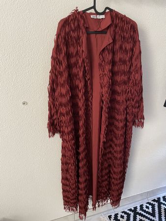 Damen Mantel ZARA dunkelrot