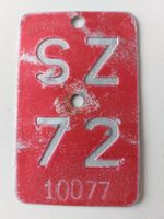 Velonummer SZ 72 Mofanummer plaque Mofa