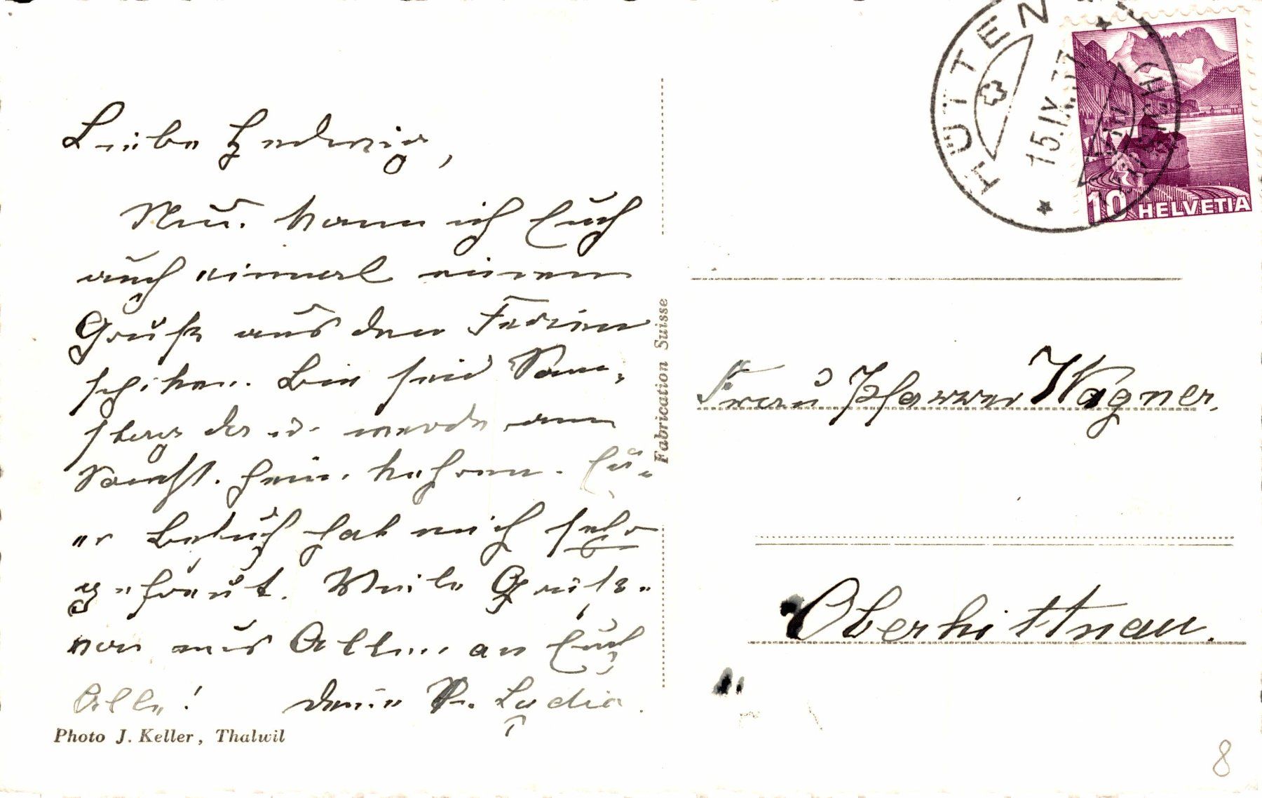 Cartoline postali: Hüttenseeli (Ct. Zürich) – Usato da Bronschhofen venduto da Astore 1