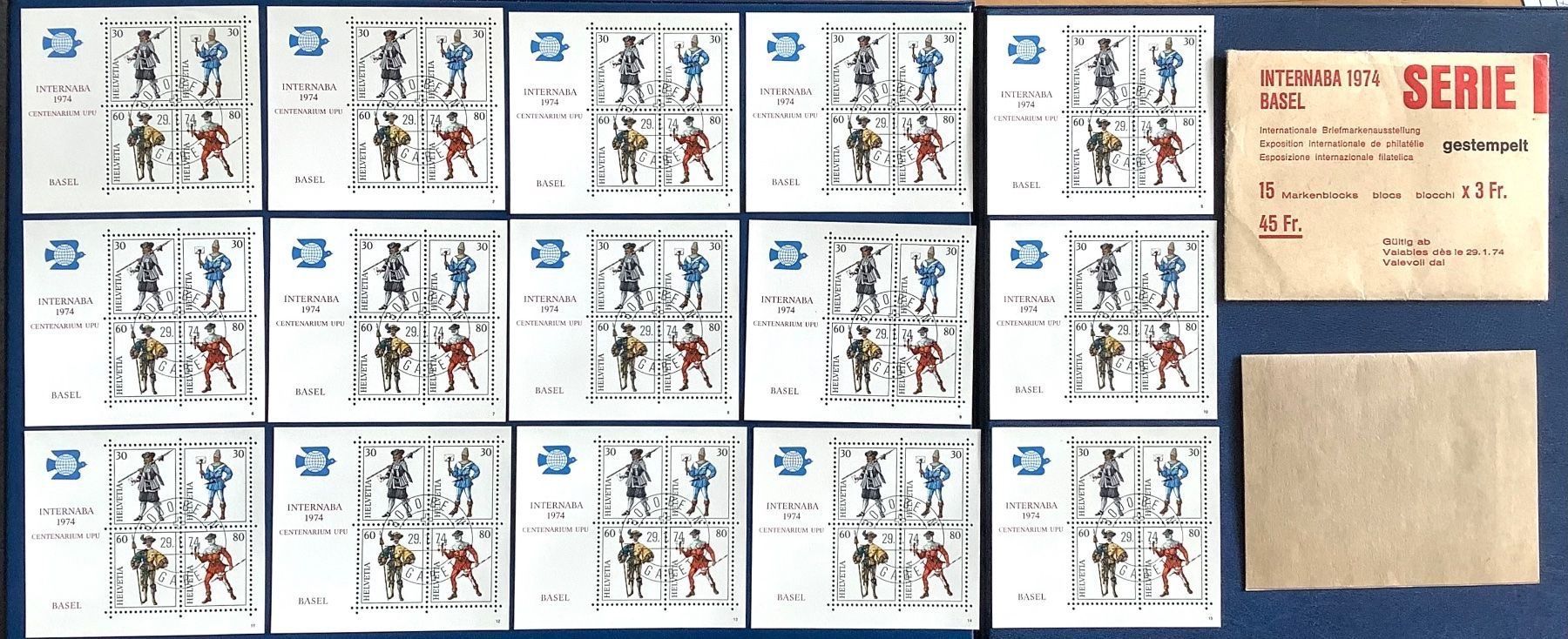 Tutti i francobolli: 1974 Internaba Basel Serie Blocks 1-15 / ET – Nuovo (secondo la descrizione) da Liestal venduto da Skunk02