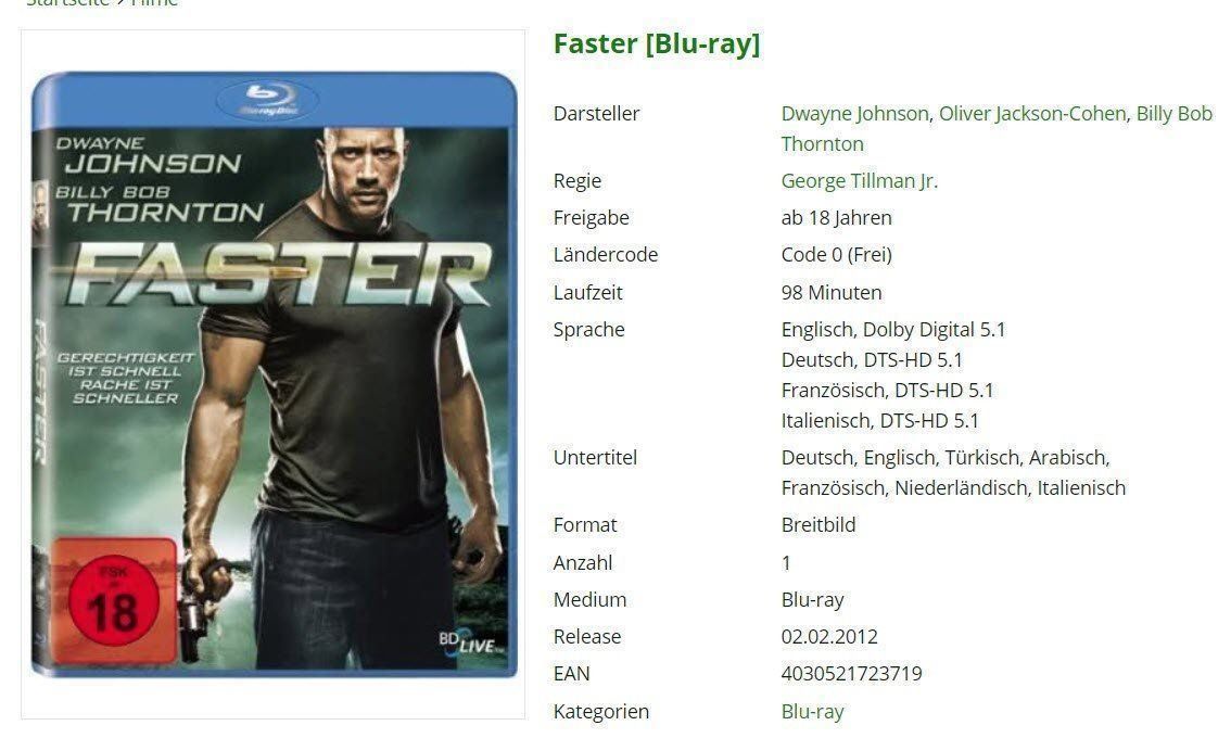 Tous les DVDs: Faster - Blu-Ray – D'occasion à Buchrain par Sssschaller