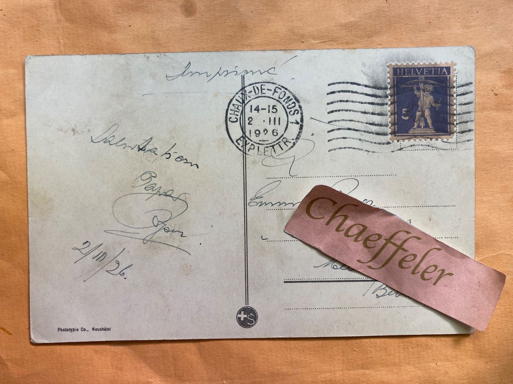 Cartes postales: 1926 Bords du Doubs aux Bernets – D'occasion à Zürich par Chaeffeler 1