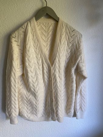 Ajourmuster Cardigan, weiss, 42/44