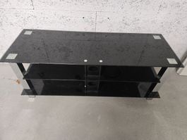 TV-Möbel Glas schwarz mit Metallgestell gebraucht