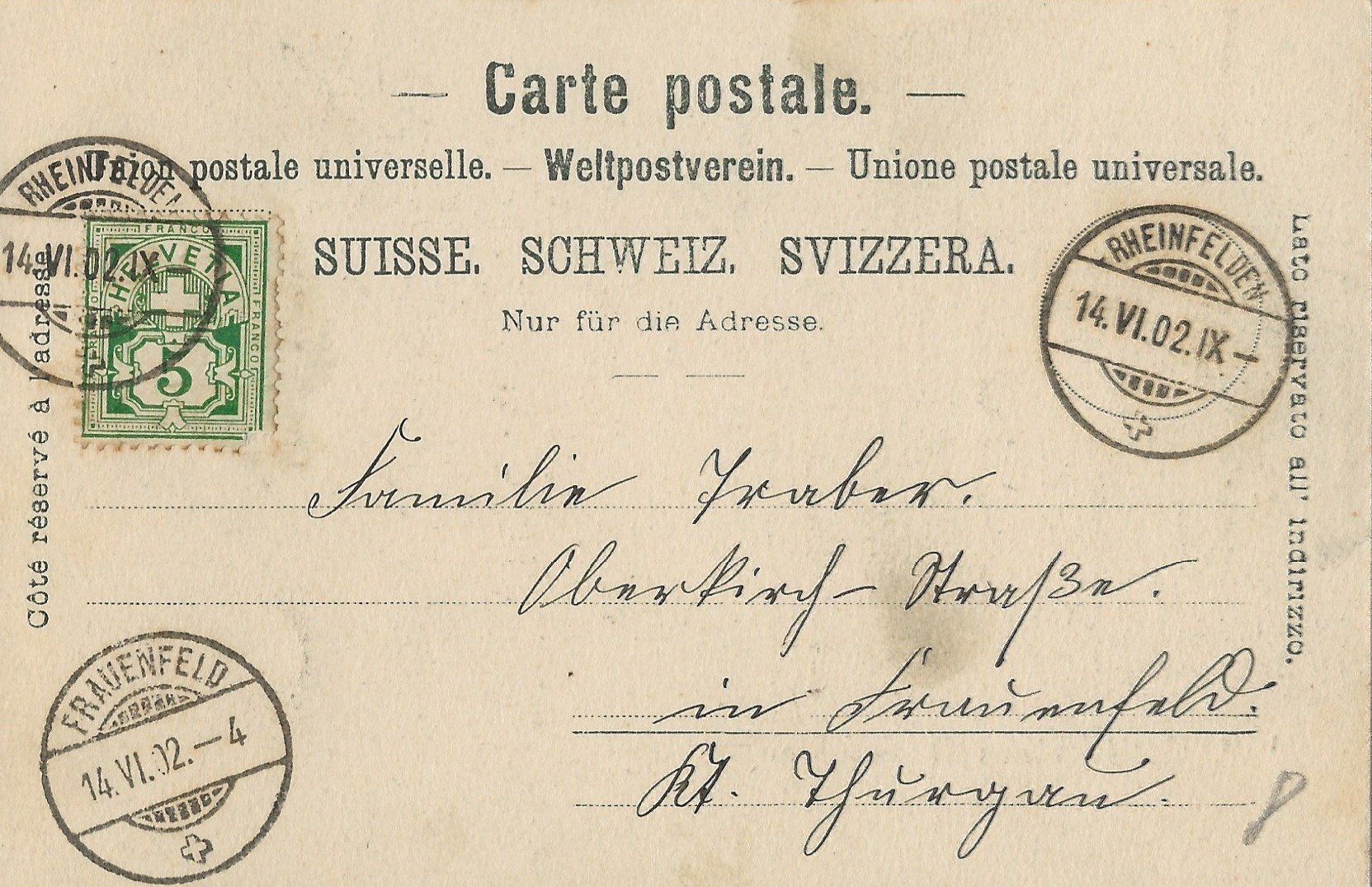 Cartes postales: Gruss aus Rheinfelden, 1902 – D'occasion à Frauenfeld par Merk52 1