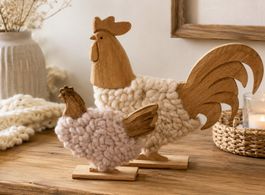Charmantes Hahn & Henne Deko-Set – Landhaus, Holz