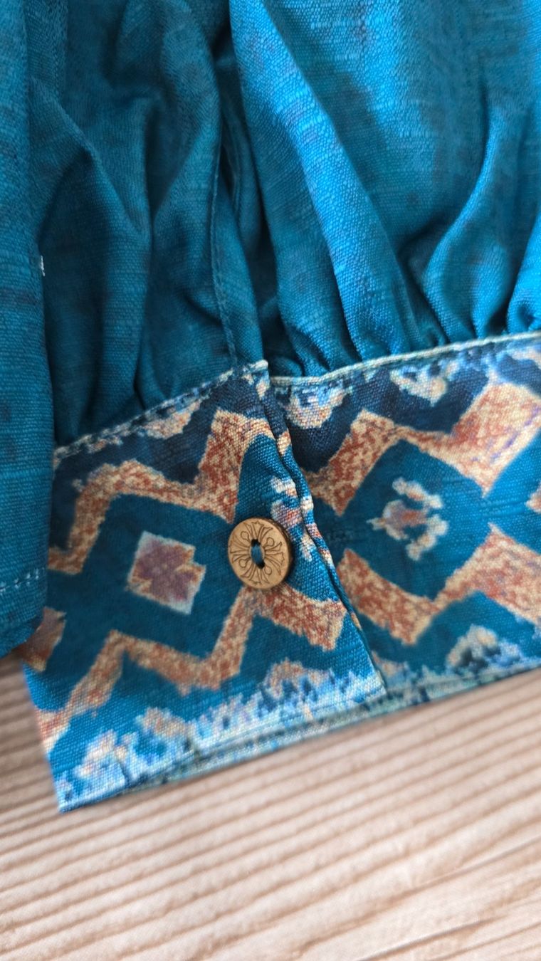Camicette: Boho-Bluse mit Ethno-Muster - M - Petrol 4️⃣ – Nuovo (secondo la descrizione) da Thalwil venduto da VitaMini 4