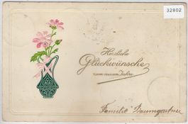Herzliche Glückwünsche zum neuen Jahre - Präge-Litho 1904