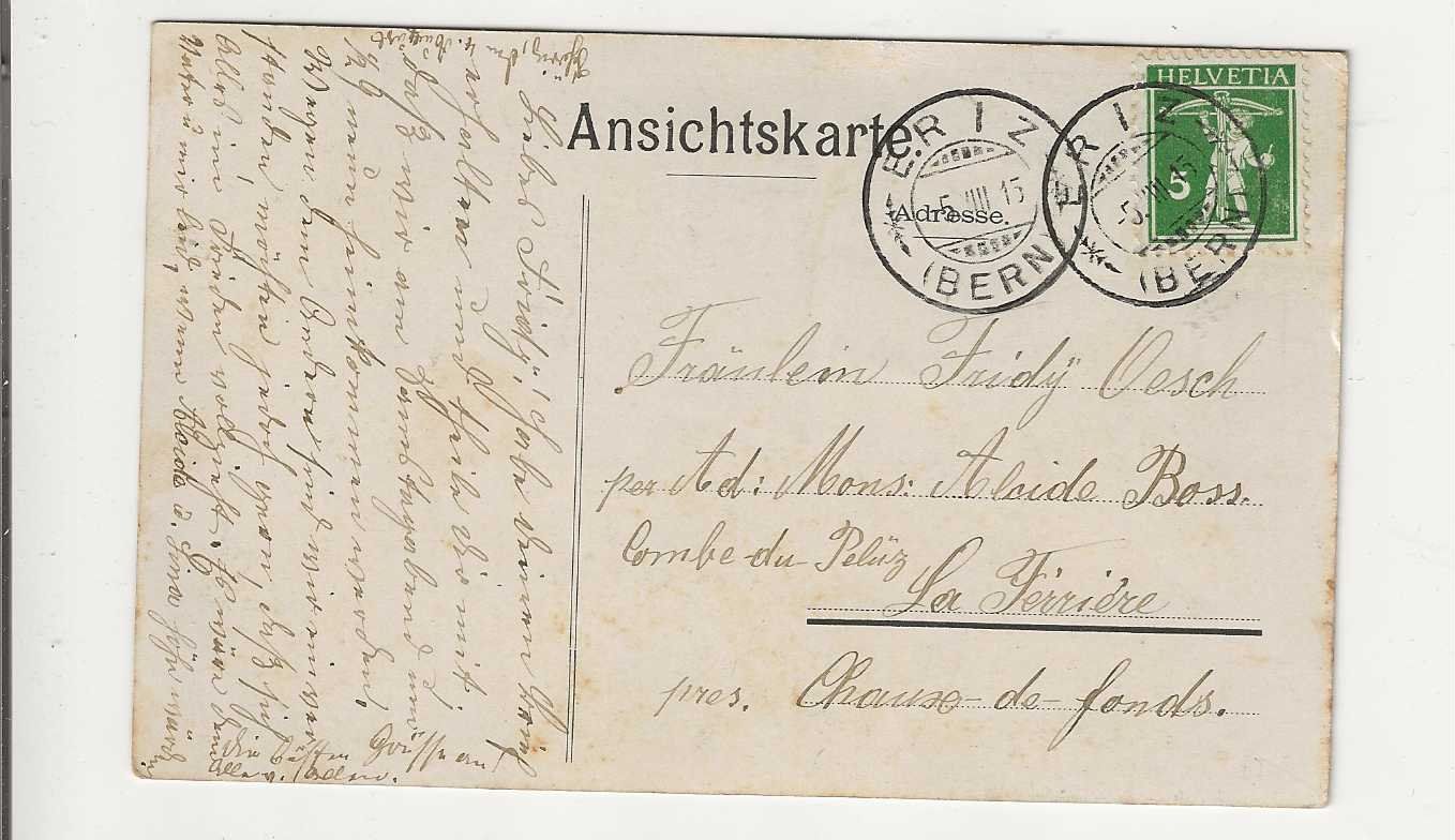 Ansichtskarten: Eriz, Post, 1915 – Gebraucht aus Spiez von Niesen20 1