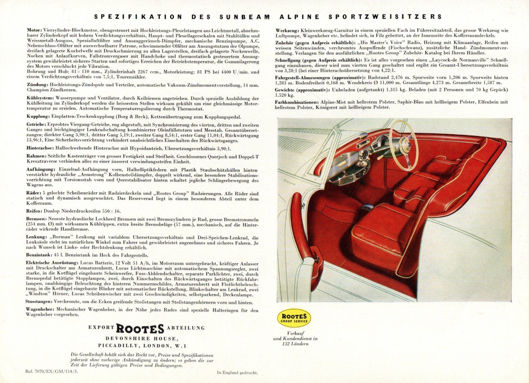 Autos: Sunbeam Alpine Roadster  - Original Prospekt – Gebraucht aus Malans GR von Chueche427 1