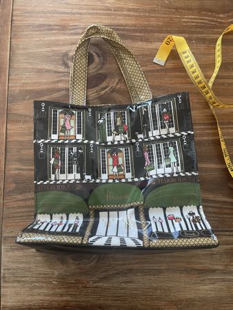 Sac cabas Harrods motif magasin coton enduit PVC  25 X11X25,