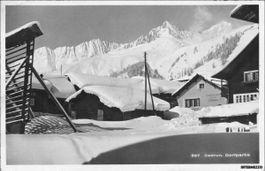 Sedrun GR / 1939 Dorfpartie Schnee Heustadel Winter Surselva