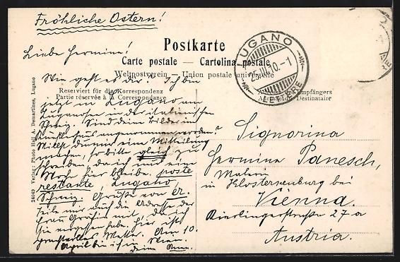 Cartoline postali: AK Lugano, Uferpartie am Abend, 1910 – Usato da Berlin venduto da bartko-reher 1