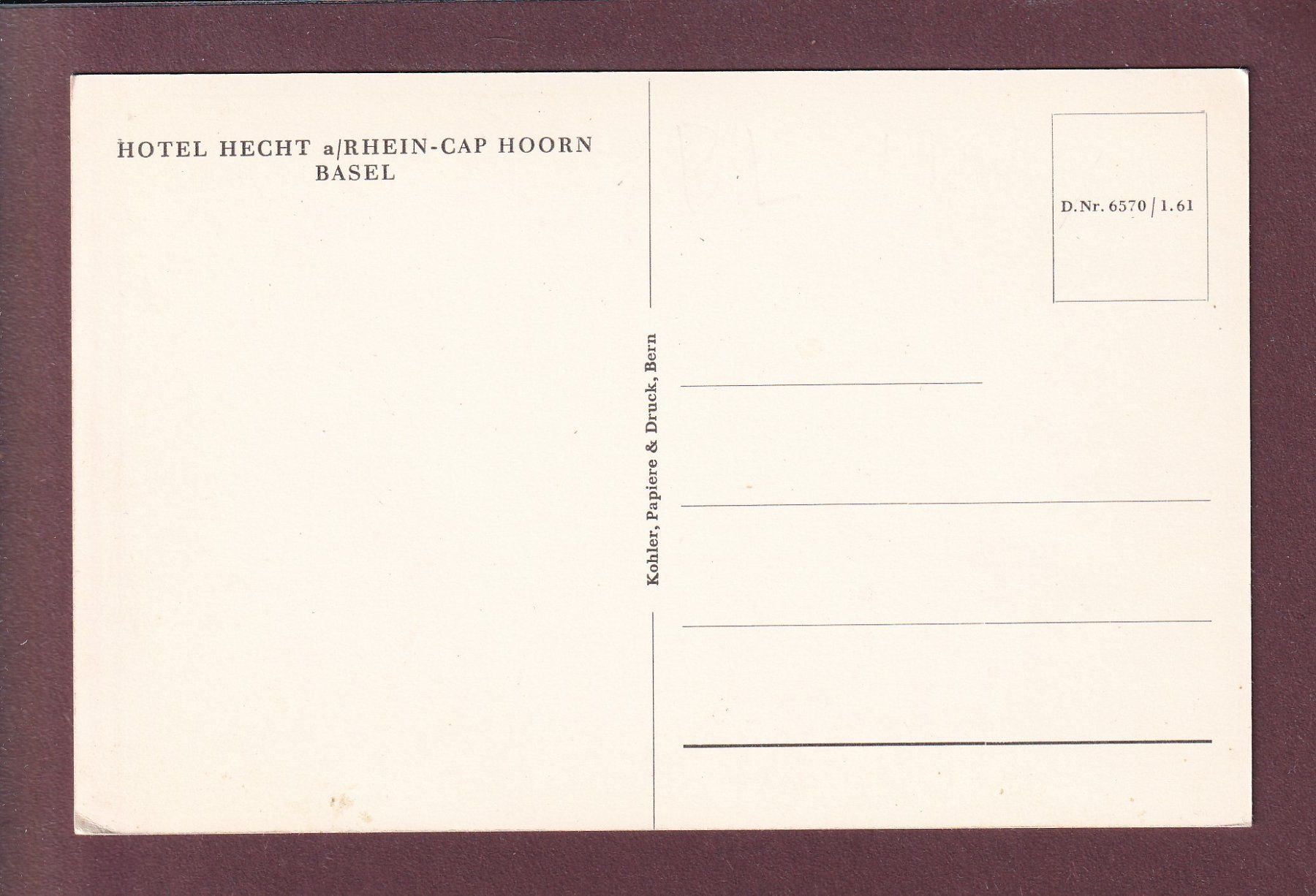 Cartoline postali: BASEL - Hotel Hecht am Rhein – Usato da Pully venduto da nicecards 1