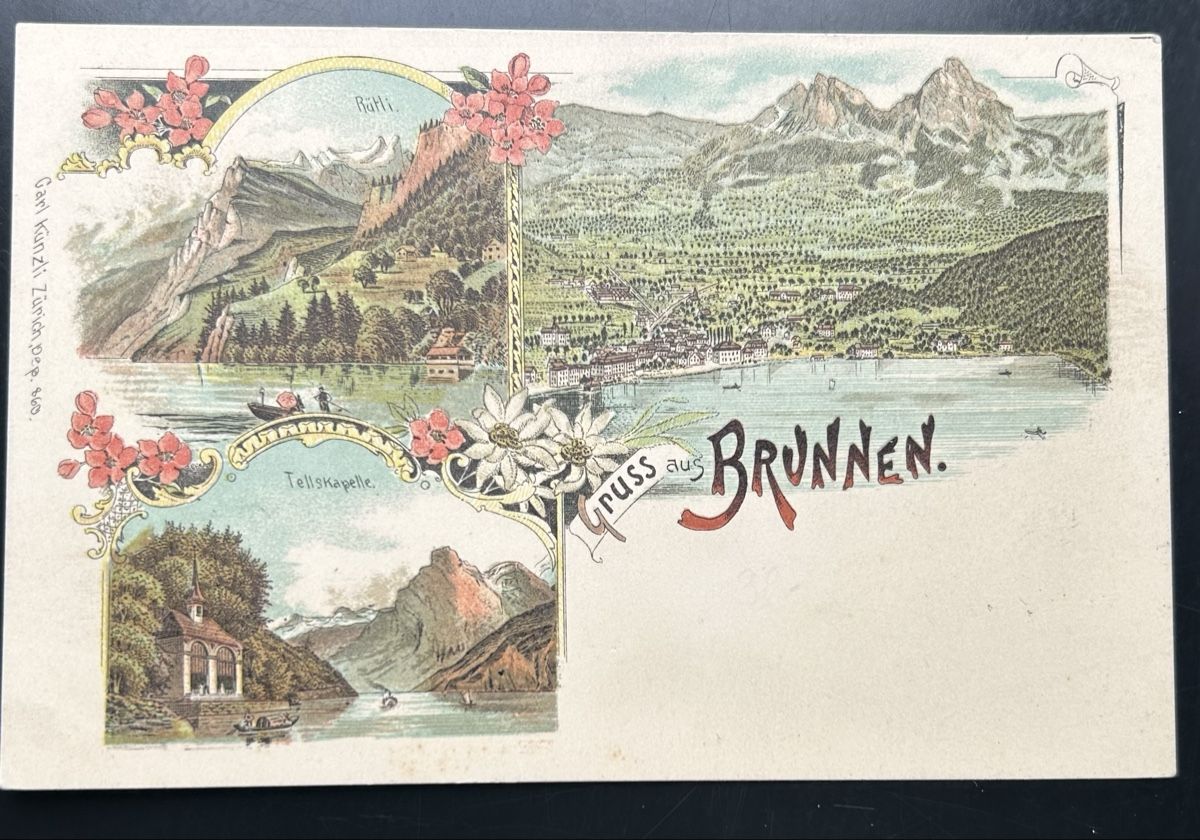 Cartoline postali: Gruss aus Brunnen Litho  – Usato da Horw venduto da Tellbub
