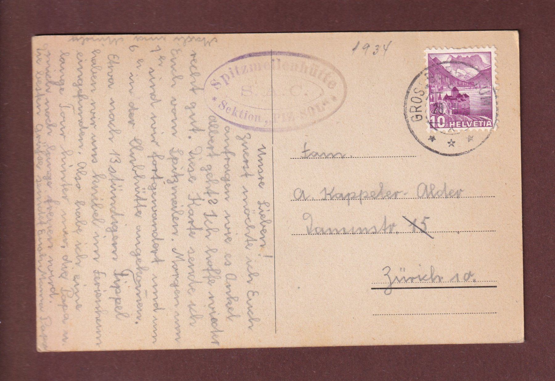 Cartoline postali: SPITZMEILEN - Schilstal - 1938 – Usato da Pully venduto da nicecards-shop 1