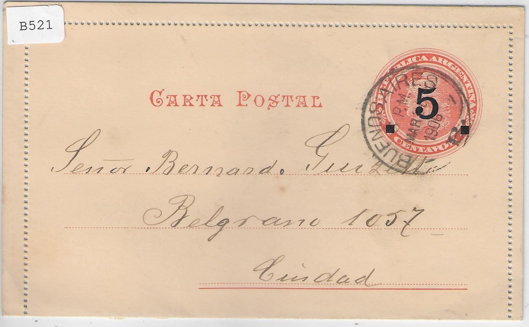 Cartoline postali: Argentina Carta Postal 20. Mar. 1906 – Antico da Ettingen venduto da Kartenplanet