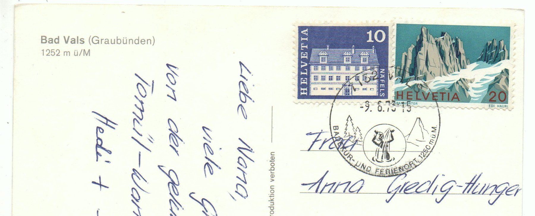 Cartes postales: BAD VALS Photo Geiger Flims – D'occasion à Jona par philajona 1