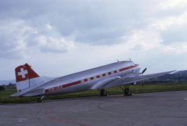Dia Flugzeug ex Swissair Douglas DC-3 HB-IRX Kloten 1969