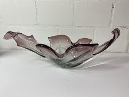 Dekorative Glasschale violett transparent gebraucht