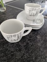 12 Kaffee Tassen mit Unterteller schwarz/weiss Design