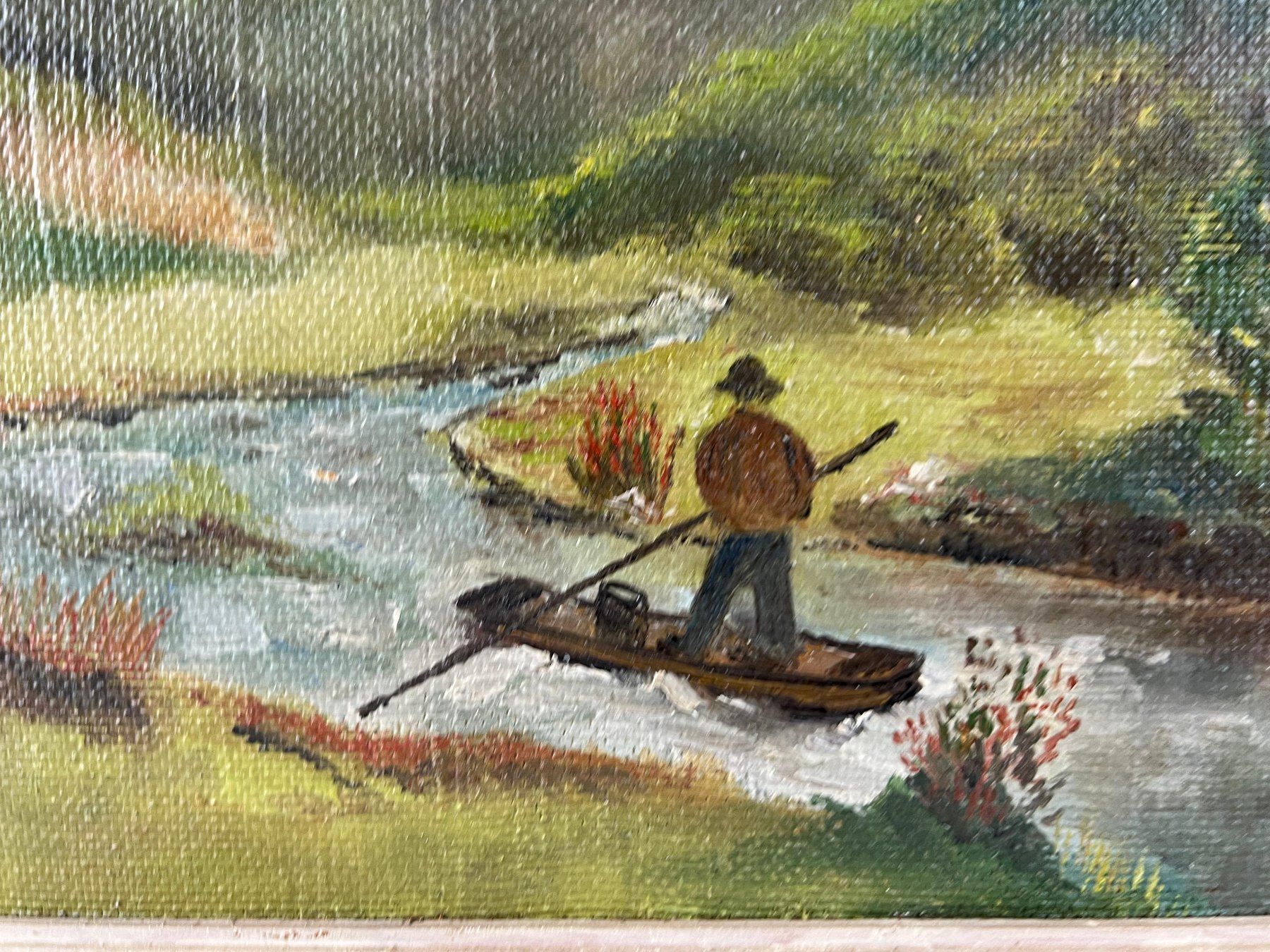 Gemälde: Ölgemälde Landschaft Fluss Angler signiert – Gebraucht aus Schaffhausen von  3