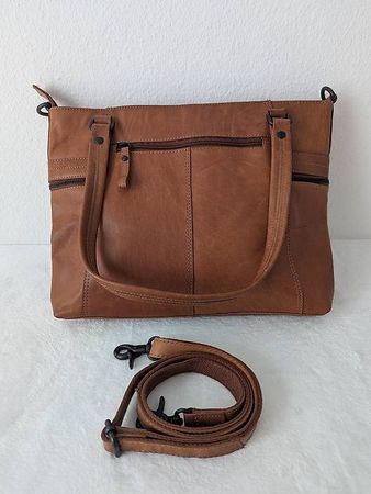 Handtasche Spikes & Sparrow, Echtleder, Cognag