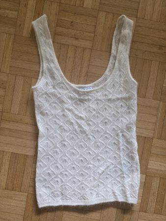Edles Zara Top aus Wolle & Alpaka Gemisch, Gr. S, cremeweiss