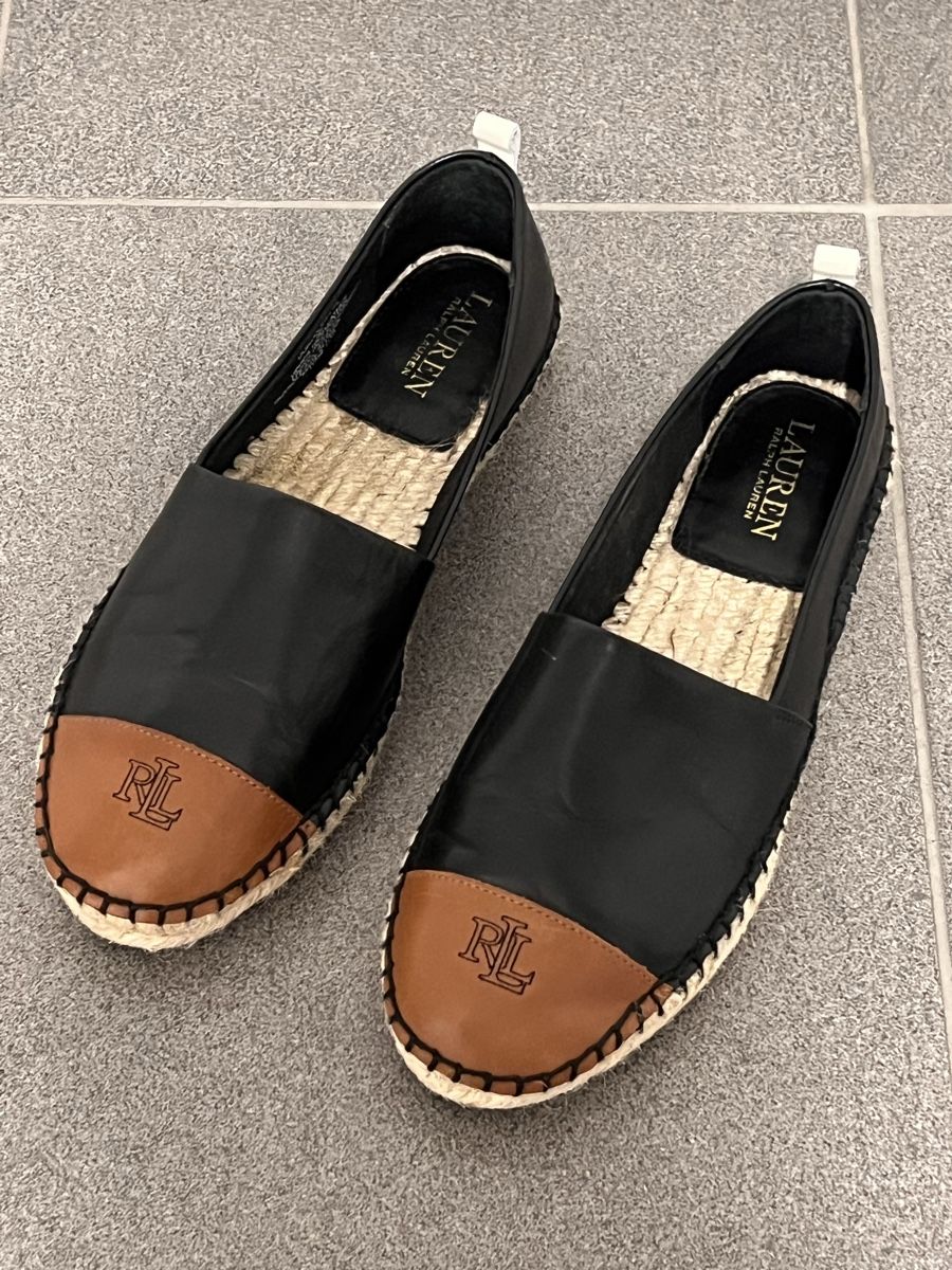 Ralph Lauren Scarpe da donna: Ralph Lauren-Espadrilles, Schwarz/Braun, Gr. 39 – Nuovo (secondo la descrizione) da Winterthur venduto da ChicMarkt 7