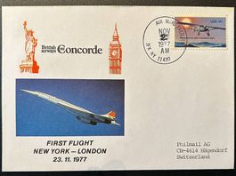 Lettre Concorde premier vol NY - London