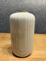 Blumenvase Keramik weiss mit Goldrand
