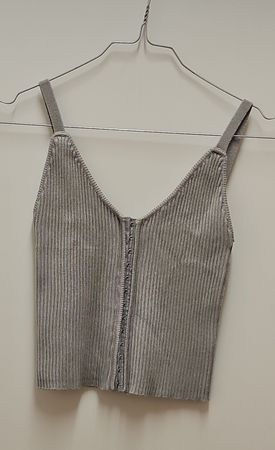 Zara Ribbed Tank Top mit vorderem Haken und Augenverschluss
