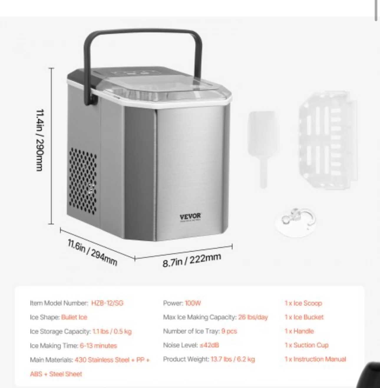 Elettrodomestici da cucina: Eisbereiter Eiswürfelbereiter 11,8kg/24h Eismaschine – Nuovo e nell'imballaggio originale da Amriswil venduto da JaJa-Express 6