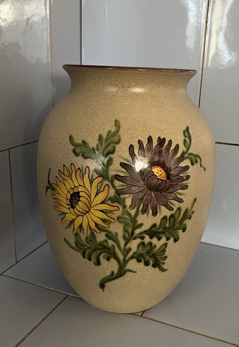 Vasi & Recipienti: Vase Keramik handbemalt Albert Hans, Chrysanthemen – Usato da Arboldswil venduto da Sonnenelfe 1