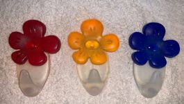 Blumen hacken Klebehacken kunstoff 3tlg bunt rot blau gelb