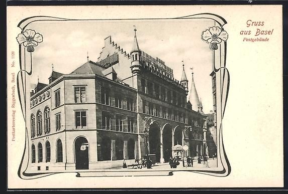 Cartoline postali: AK Basel, Partie am Postgebäude – Usato da Berlin venduto da bartko-reher