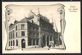 AK Basel, Partie am Postgebäude