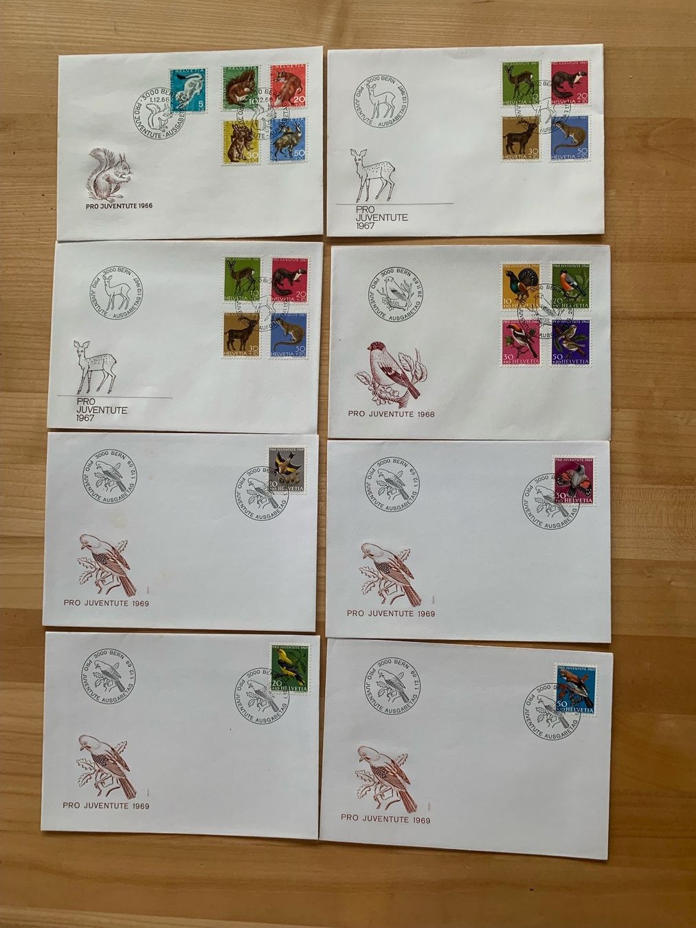 Tutti i francobolli: Briefmarken Couverts Pro Juventute 1966 bis 1969 – Usato da Zürich venduto da ruedigg