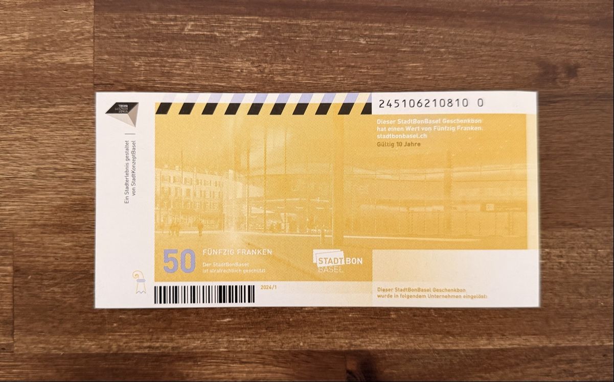 Gutscheine: StadtBonBasel 50.00 CHF – Neu und originalverpackt aus Oberwil BL von Artjom44 1