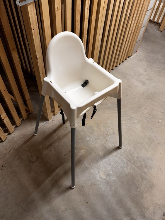 ANTILOP Kinderhochstuhl mit Tablett, weiß/silberfarben 1