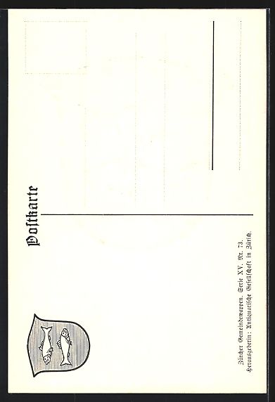 Cartoline postali: Fischenthal, Wappen mit zwei Fischen – Usato da Berlin venduto da bartko-reher 1