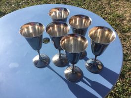 6 verres plaqués argent avec poinçon d’origine