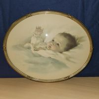 Antikes Schutzengel Babybild Goldrahmen 40x32cm süss