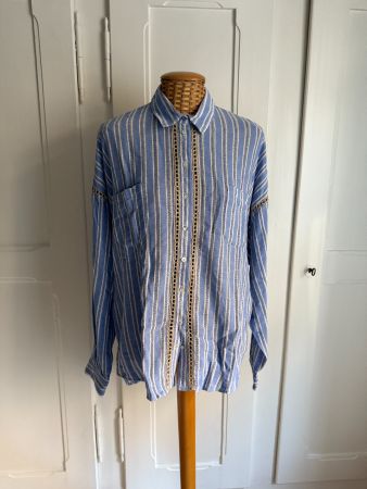 VALÉRIE KHALFON - Bluse hellblau gestreift 42