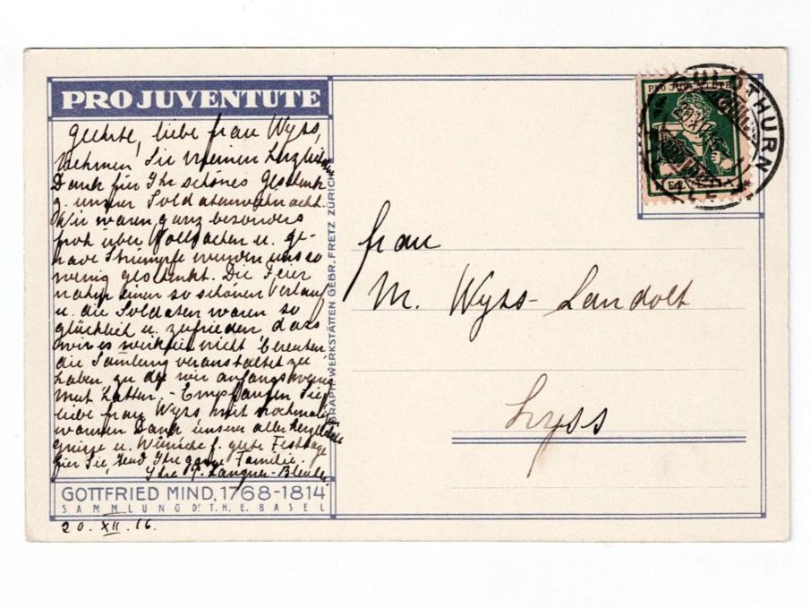 Ansichtskarten: Schweiz, Pro Juventute, Ansichtskarte 20.12.1916 – Gebraucht aus Hinteregg von McCharly01 1