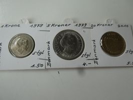 Dänemark, Konvolut alte Münzen 1979-2010