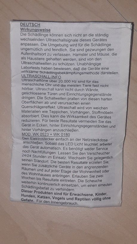 Altro per la casa: Ungeziefer Schreck – Nuovo (secondo la descrizione) da Höri venduto da 2oo892 7