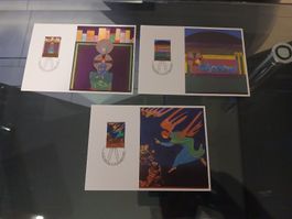Lot de 3 cartes postales artistiques uniques, parfait état!