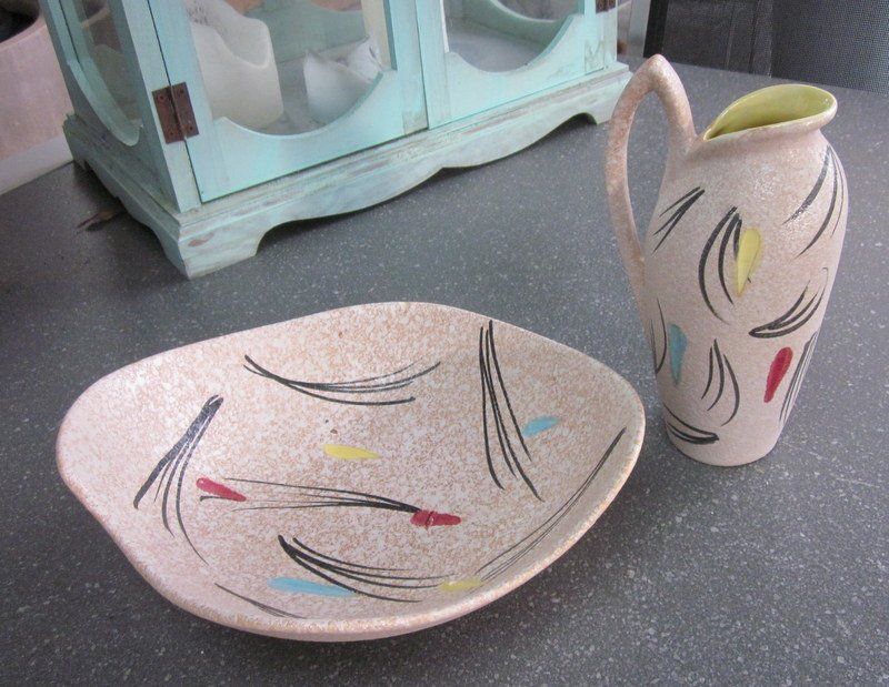 Schalen: Mid Century Set, Schale + Vase, Foreign/Scheurich, 50/60er – Gebraucht aus Bischofszell von raika