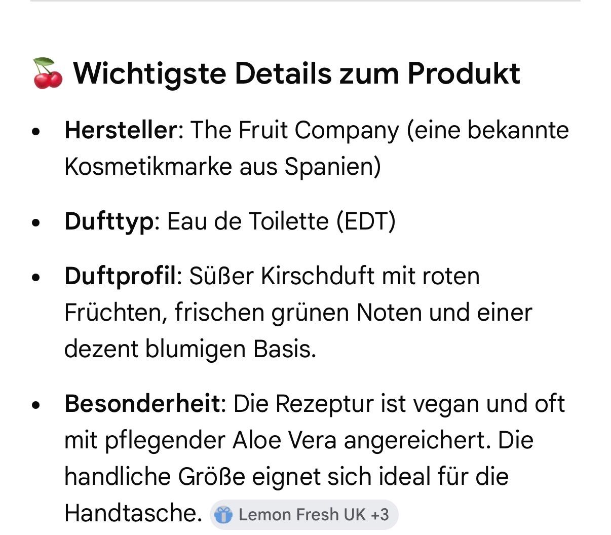 Profumi & Eau de Toilette: The Fruit Company Kirschduft EDT 40ml – Nuovo (secondo la descrizione) da Frenkendorf venduto da autodiscount4123 3